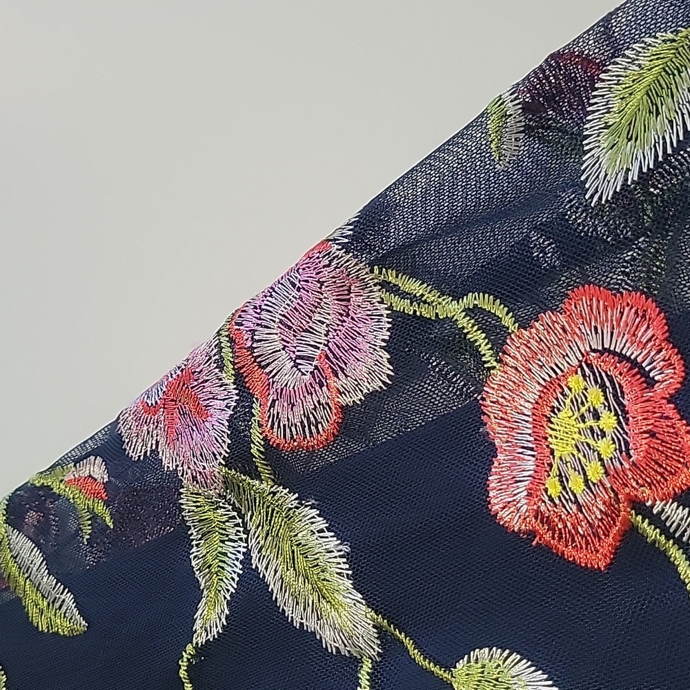 Floral Embroidered Navy and Pink Boho Sleeveless Dress XL - Picture 12 of 16